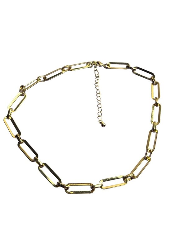 Jewelry - Chunky Goldtone Paperclip Chain Necklace Lobster Clasp 15 - 18 inches Long